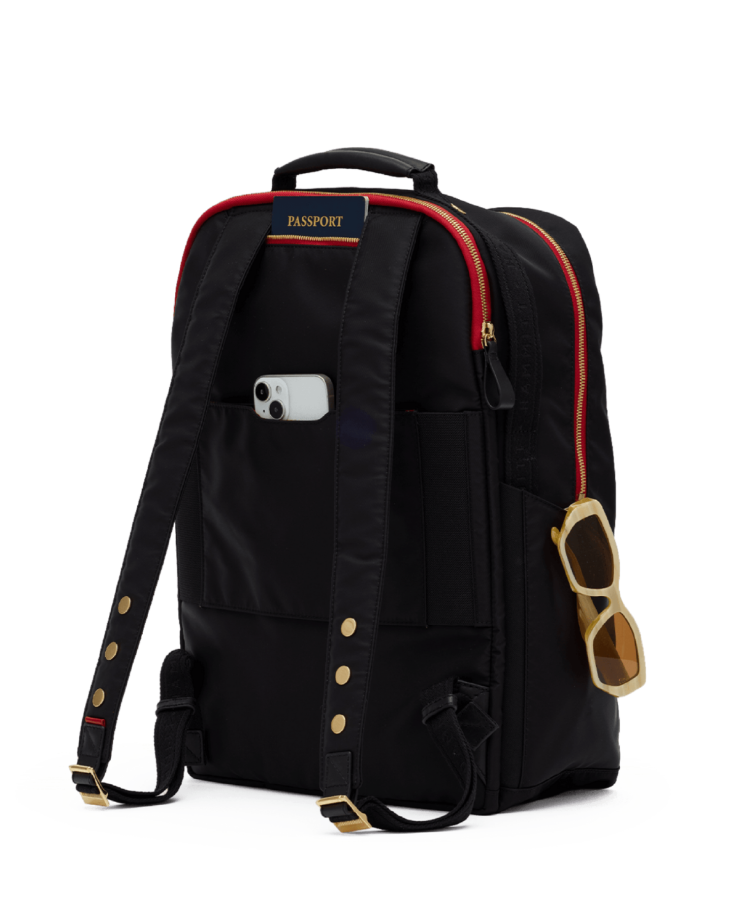 Eden-Backpack-Black-Nylon-G-Red-Zip-Back-View-Detail