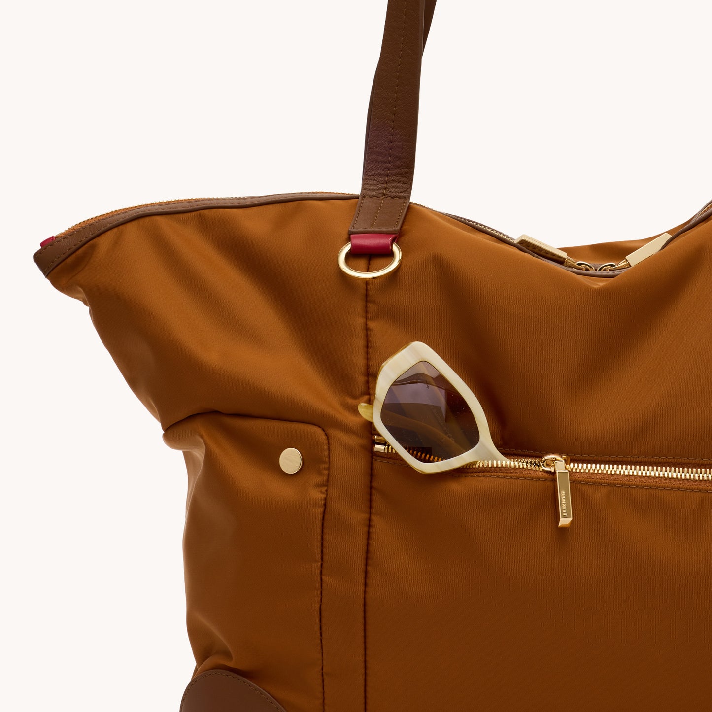 Zoe-Tote-Amber-Nylon-G-Front-View-Detail