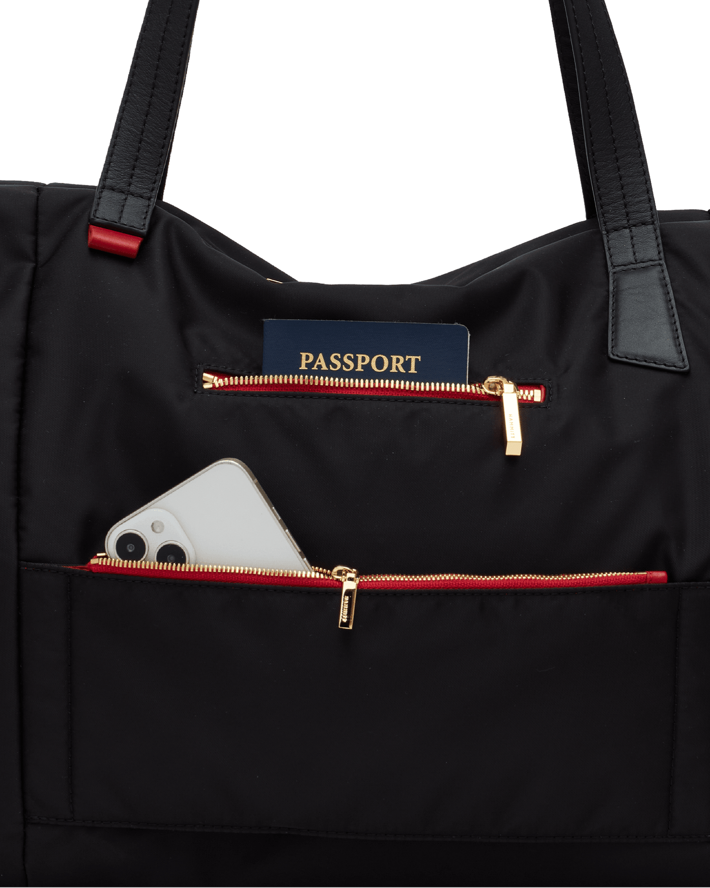 Ivy-Weekender-Black-Nylon-G-Red-Zip-Back-View-Detail