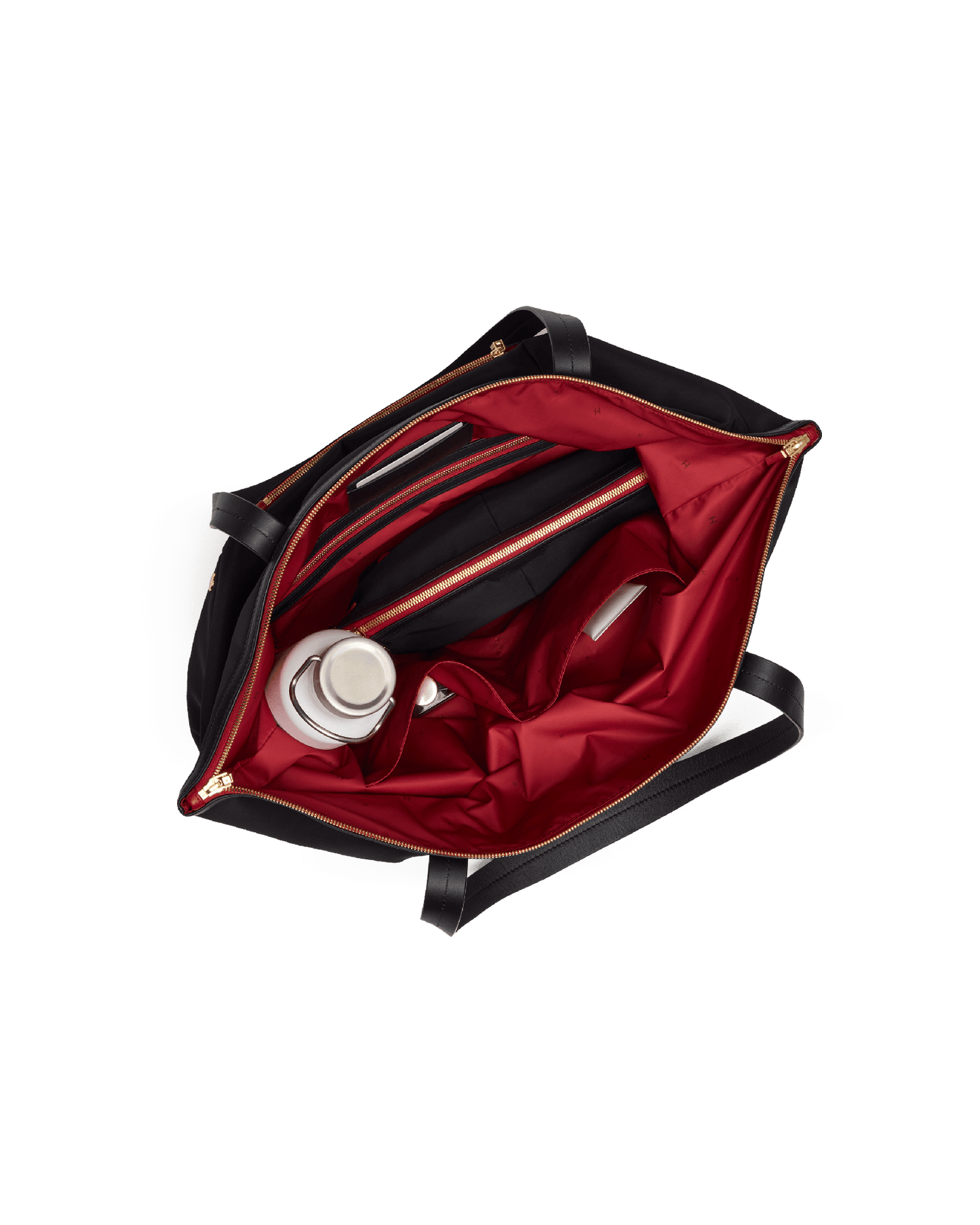 Zoe-Tote-Black-Nylon-G-Red-Zip-Inside-View