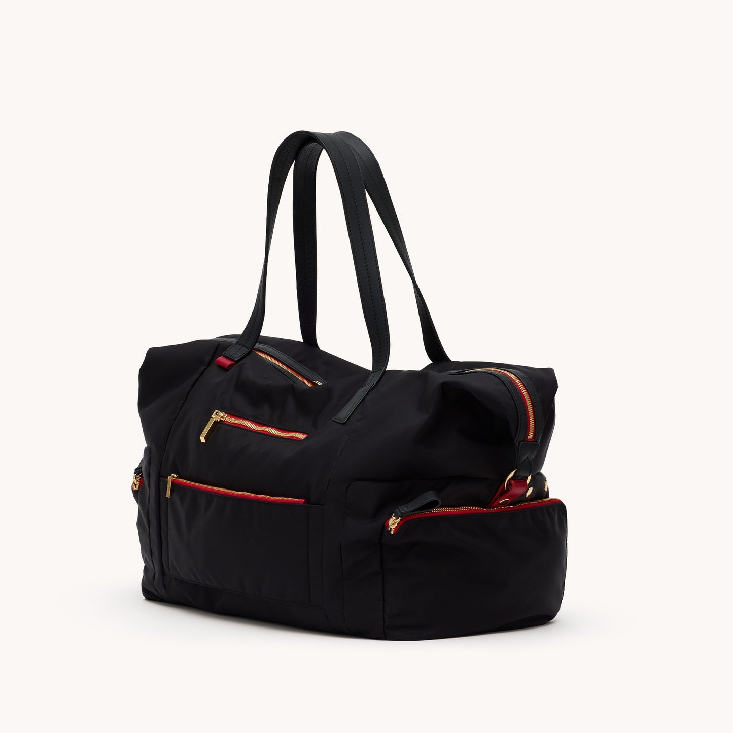 Ivy-Weekender-Black-Nylon-G-Red-Zip-Back-View