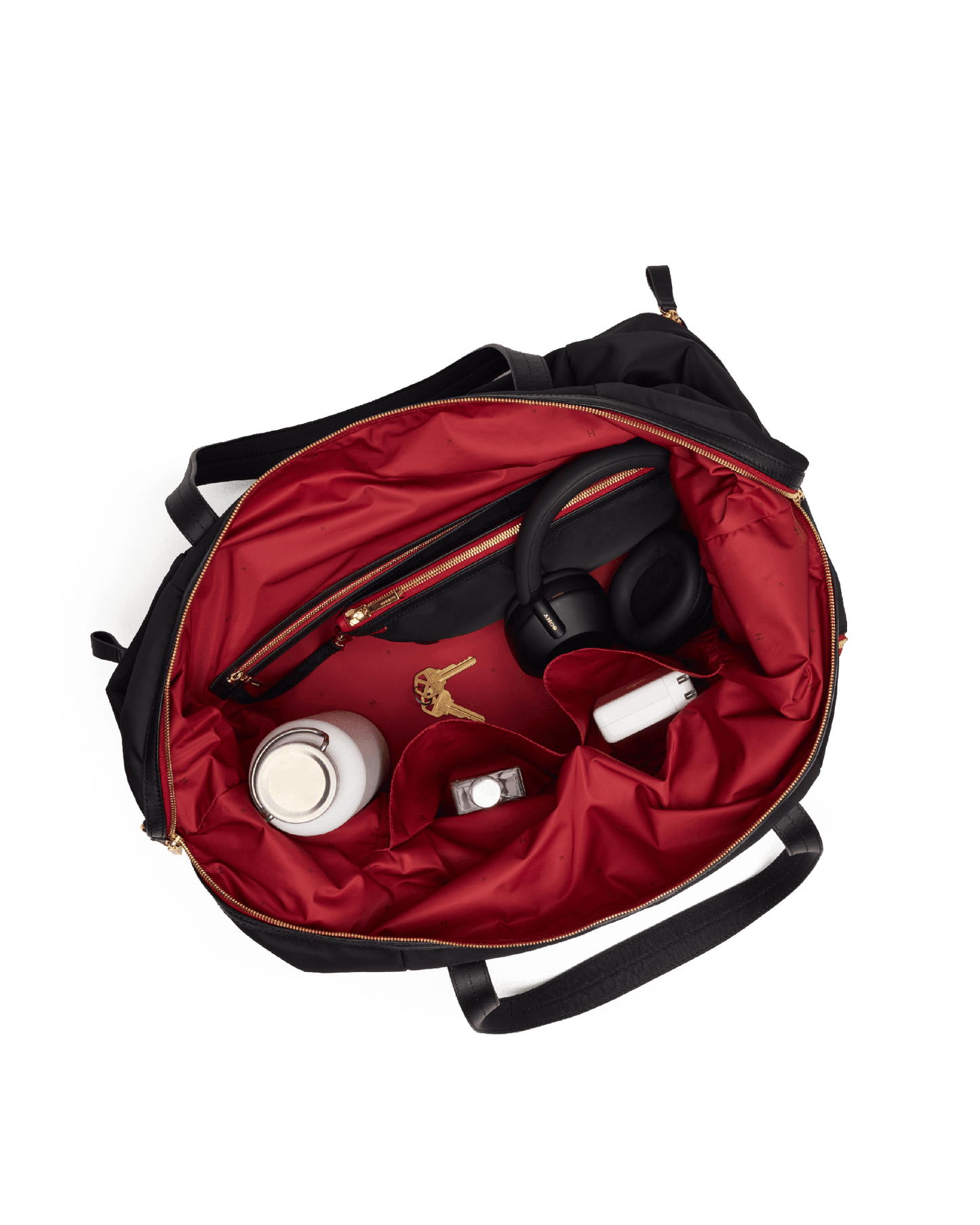 Ivy-Weekender-Black-Nylon-G-Red-Zip-Inside-View