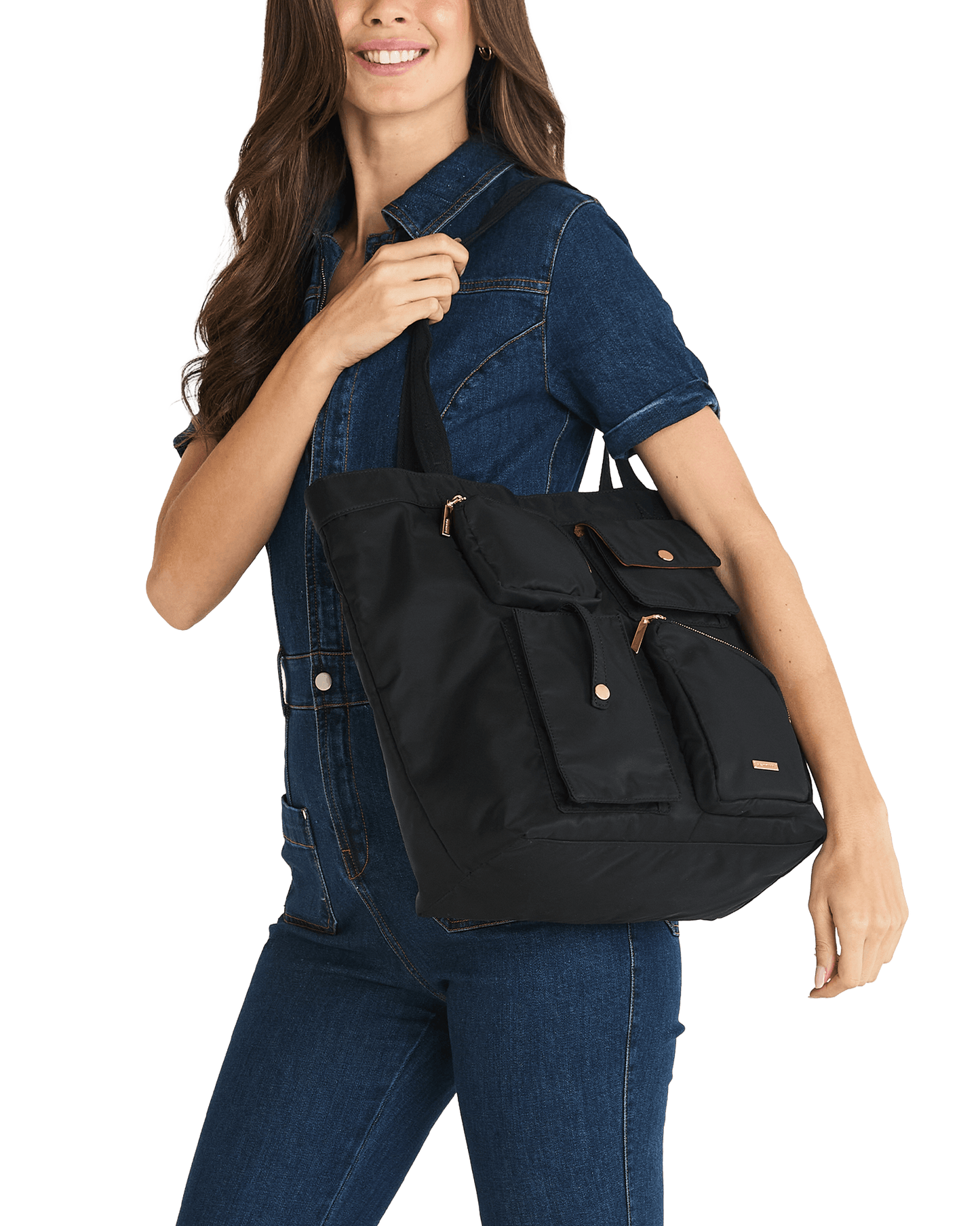 Josie-Tote-Black-Nylon-Cargo-G-Model-View-3