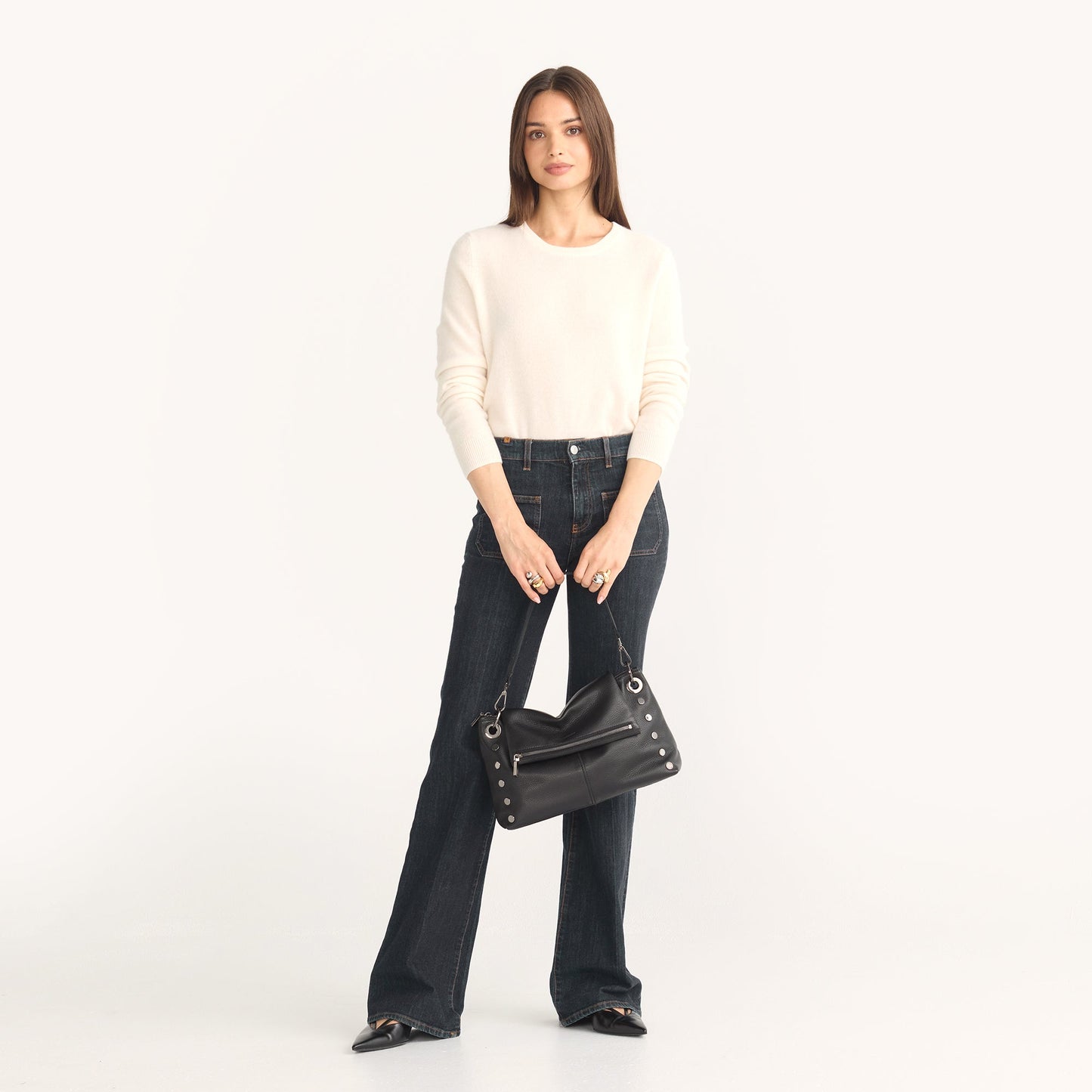 Model height is 5'8.5''