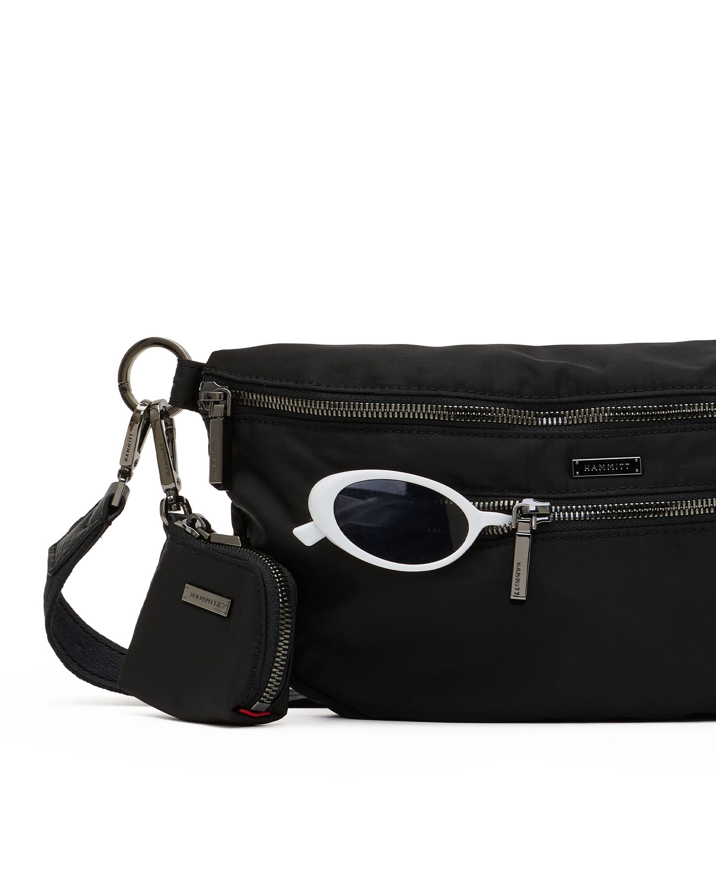 Charles-Crossbody-Lrg-Black-Nylon-GM-Front-View-Detail
