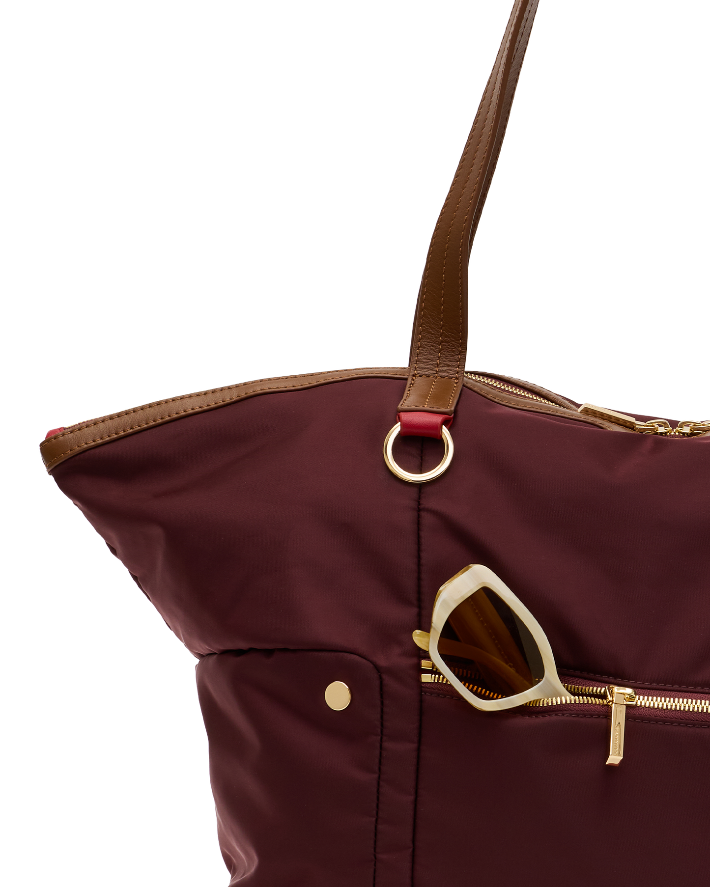 Zoe-Tote-Wine-Nylon-G-Front-View-Detail