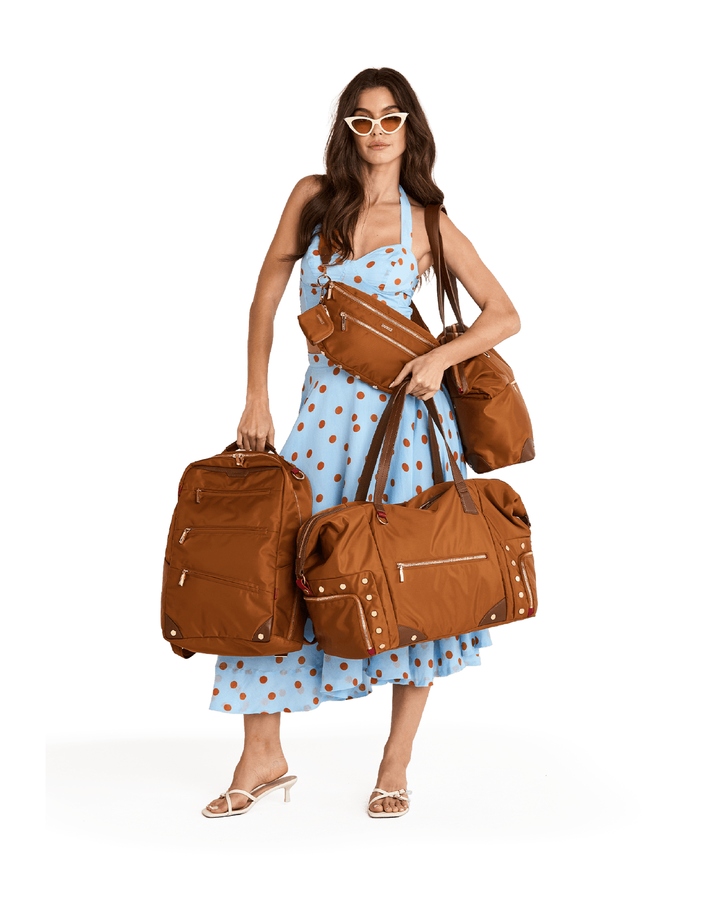 Zoe-Tote-Amber-Nylon-G-Model-View-3