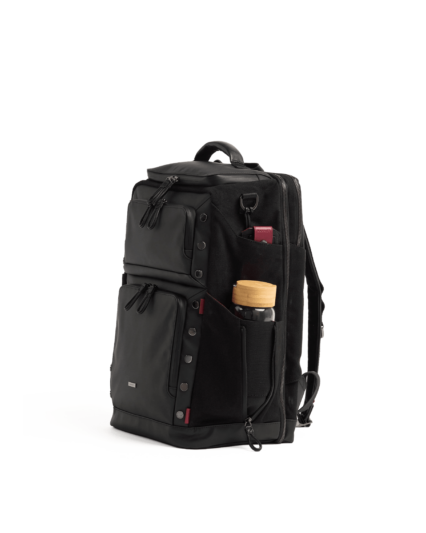 Burbank-Backpack-Black-Nylon-Front-View-Detail