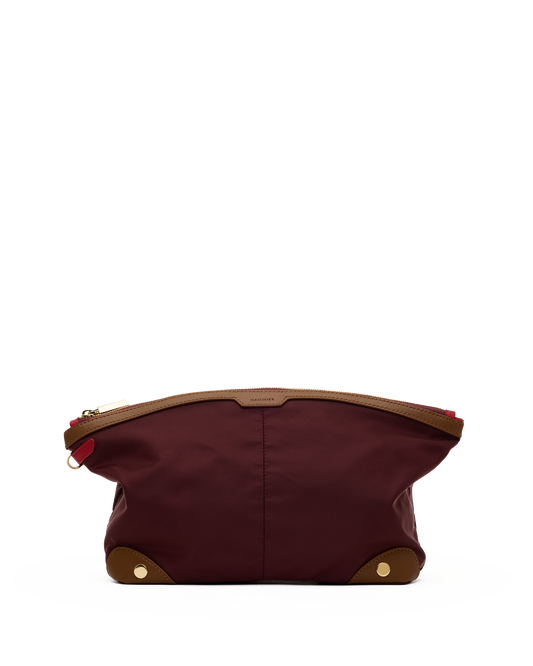 Nicky-Travel-Pouch-Lrg-Wine-Nylon-G-Front-View