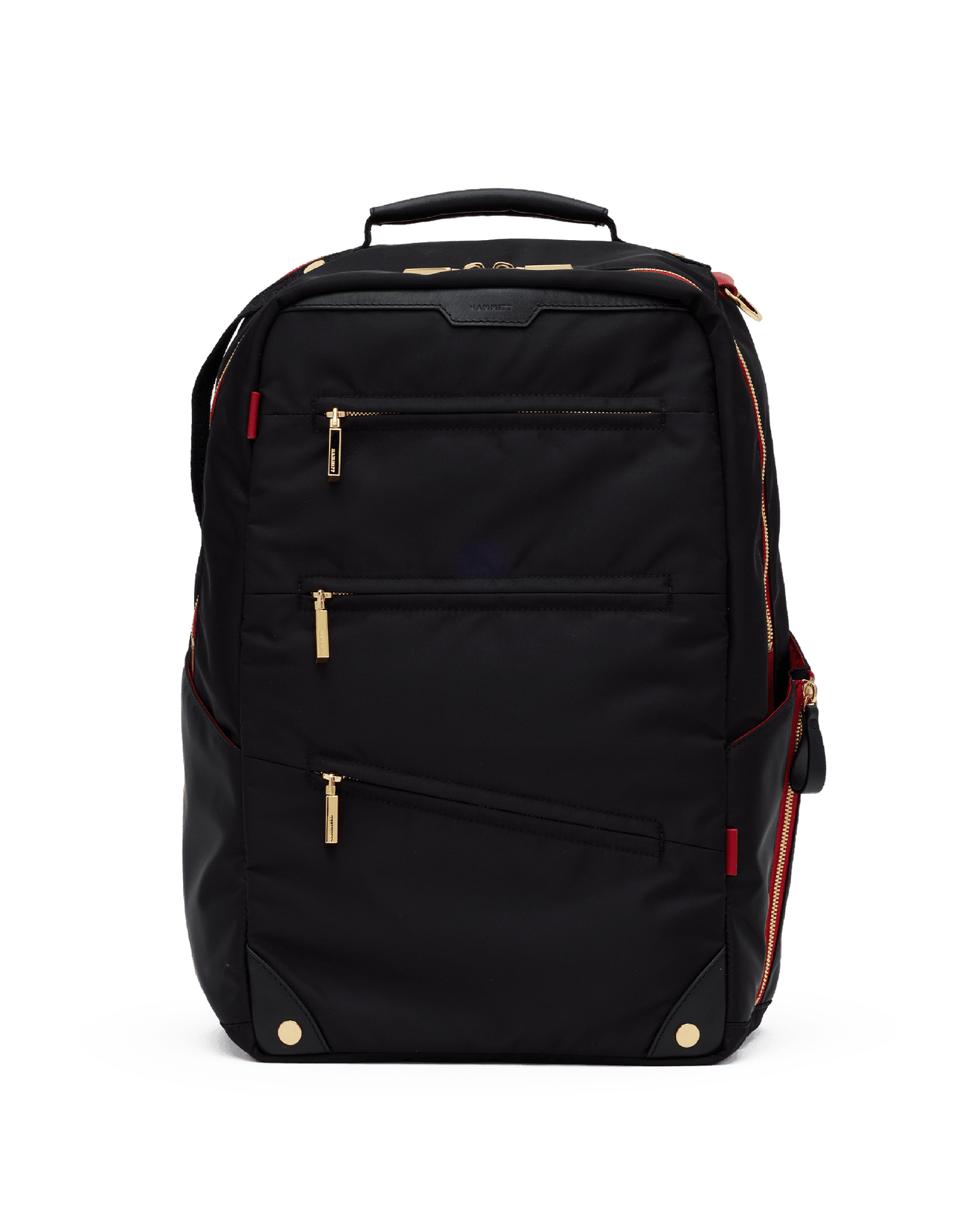 Eden-Backpack-Black-Nylon-G-Red-Zip-Front-View-2