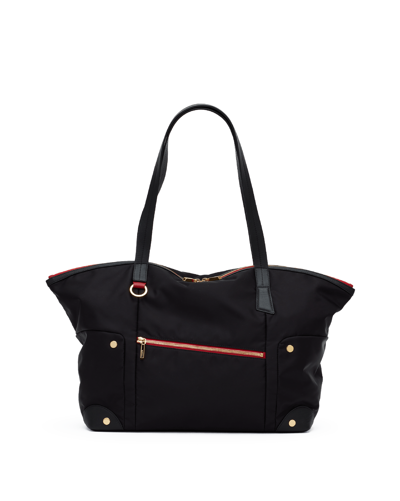 Hammitt Zoe Tote Black Nylon Gold Red Zip Tote