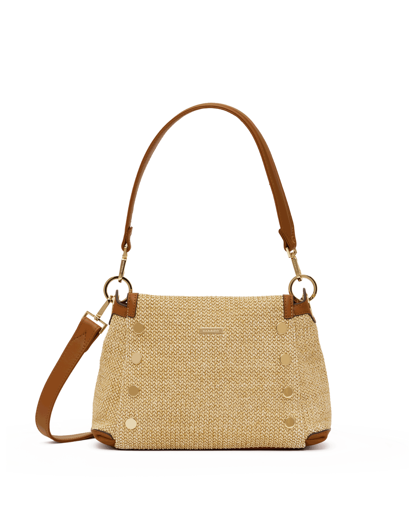 Hammitt Bryant Cocoa Raffia Gold Medium Satchel