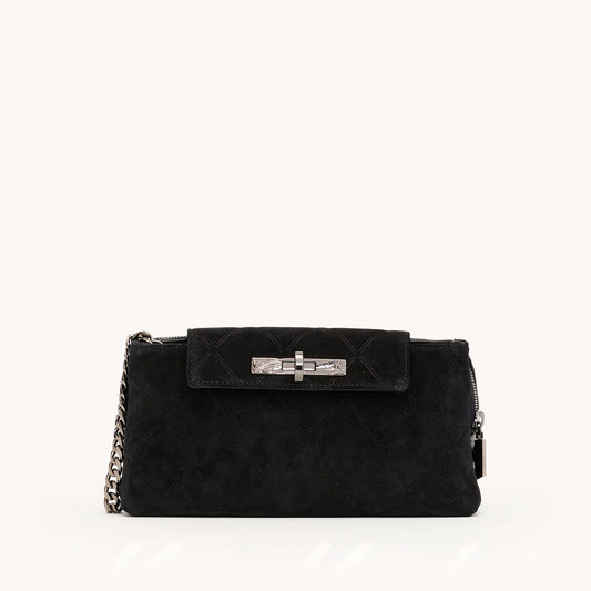Charlotte-Sml-Noir-Diamond-Suede-GM-Front-View