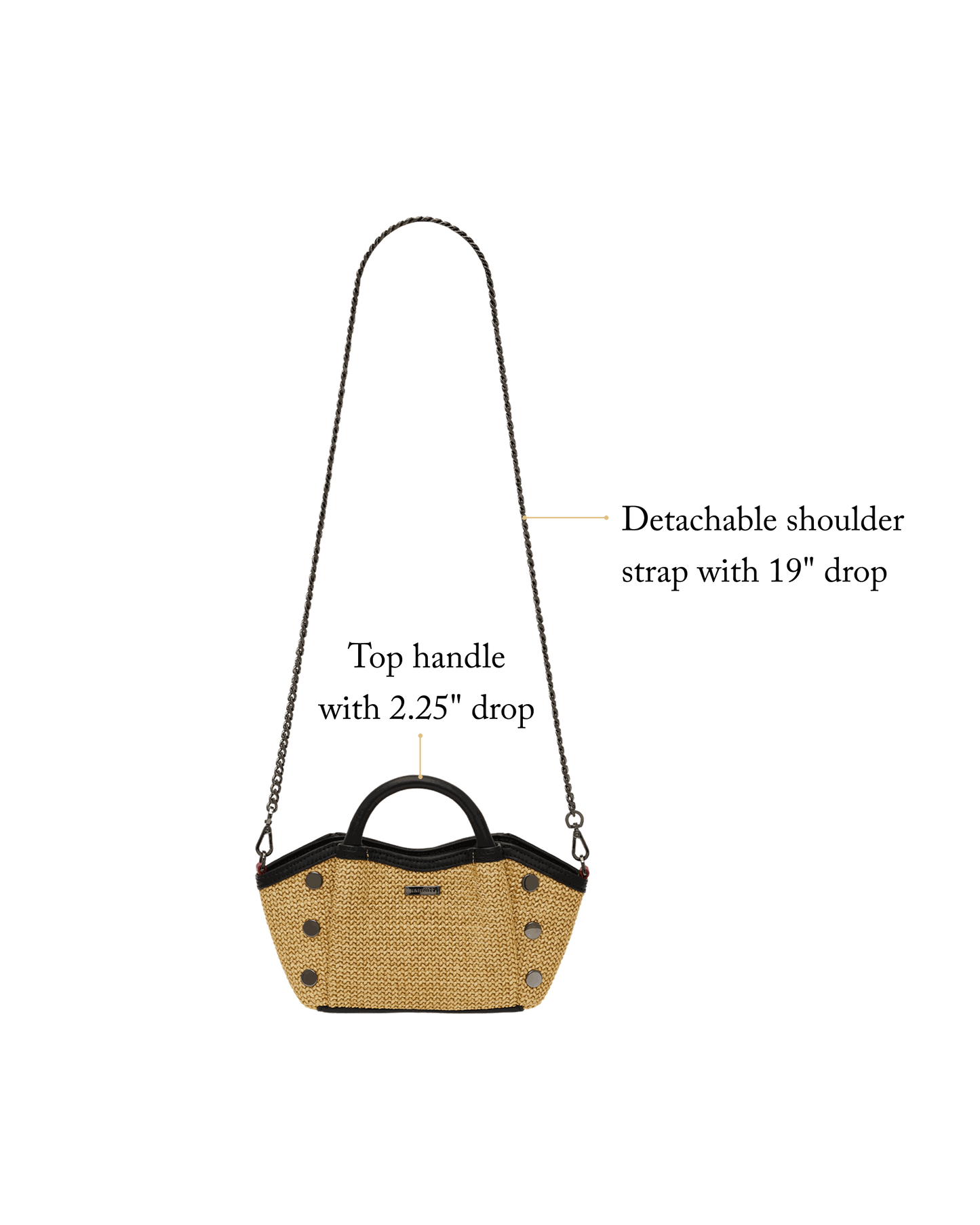 Paul | Noir Smooth Raffia/Gunmetal | Mini