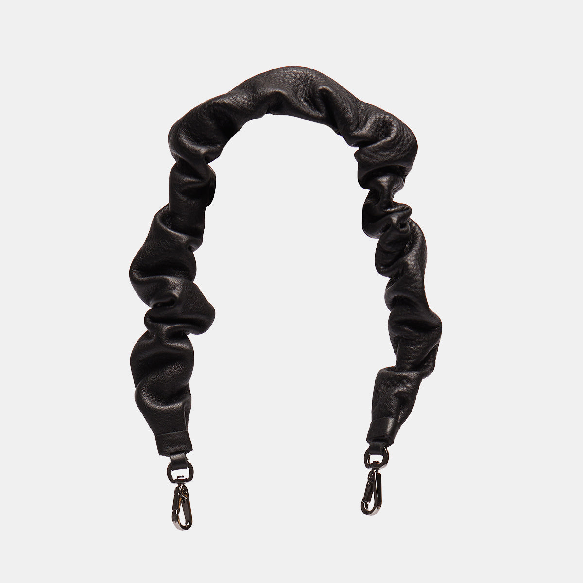 Black Leather Scrunchie Bag Strap