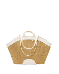 Shelley Tote | Calla Lily White Raffia/Brushed Gold Hammered