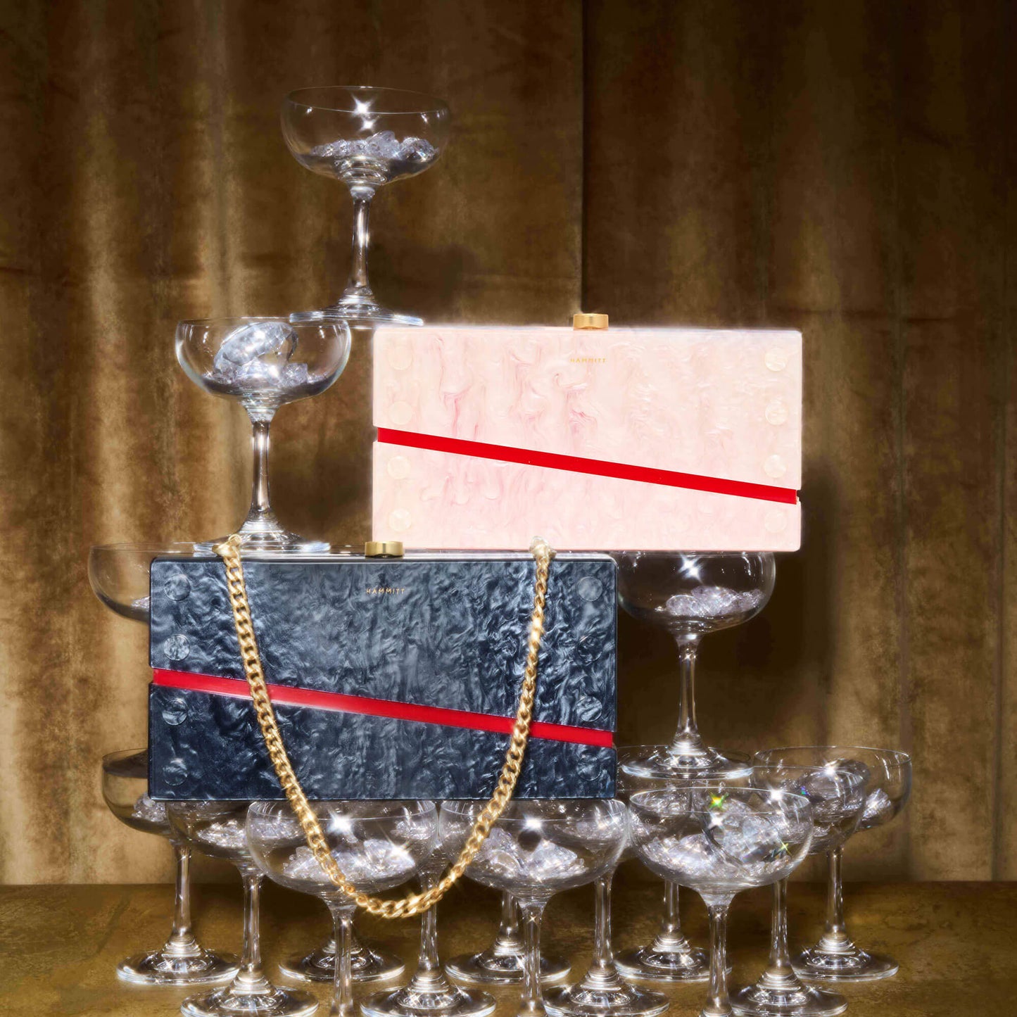 Soiree Clutch | Carrara Blush/Brushed Gold | Med