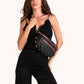 Charles Crossbody | Black/Brushed Gold Red Zip | Lrg