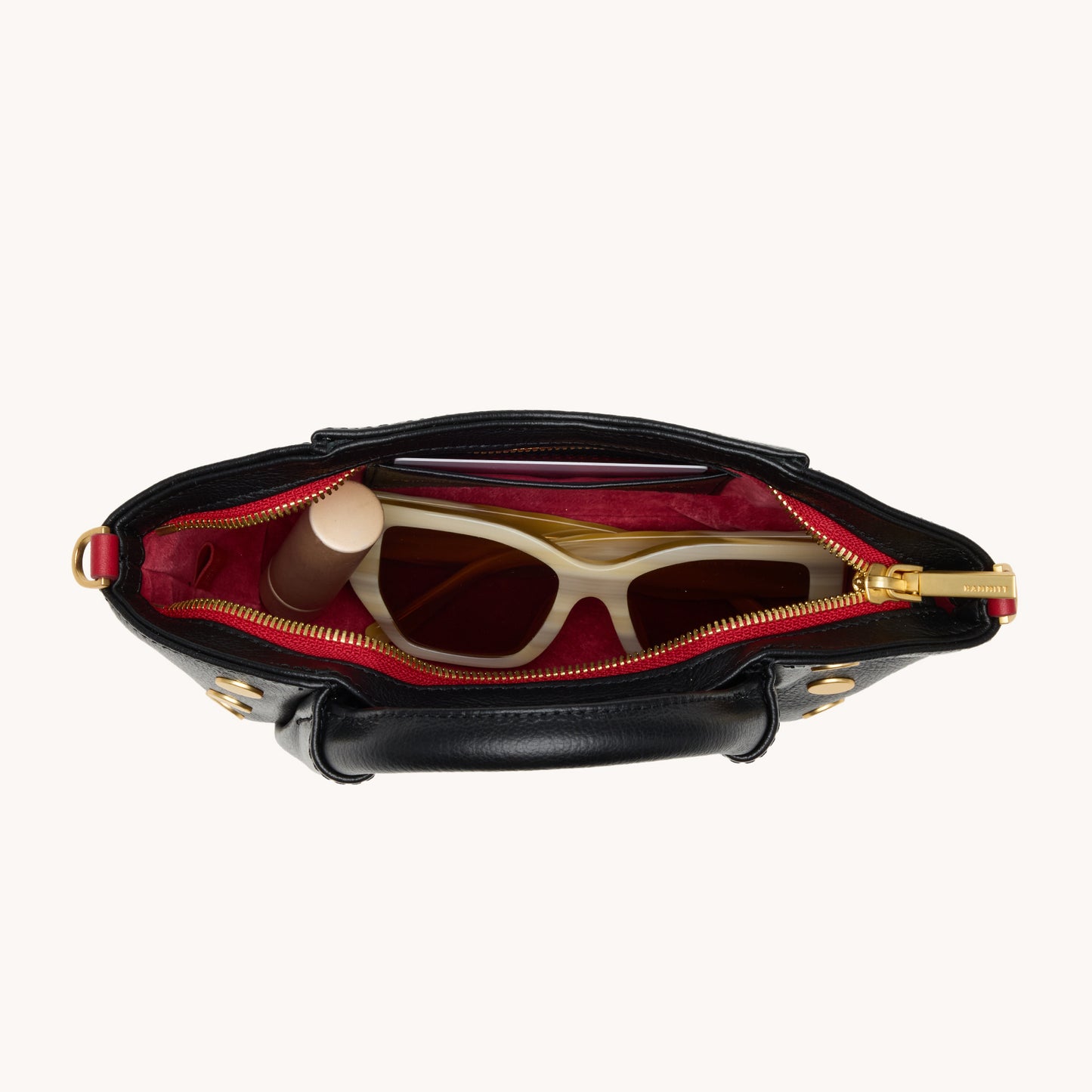 Paul | Black Press/Brushed Gold Red Zip | Mini