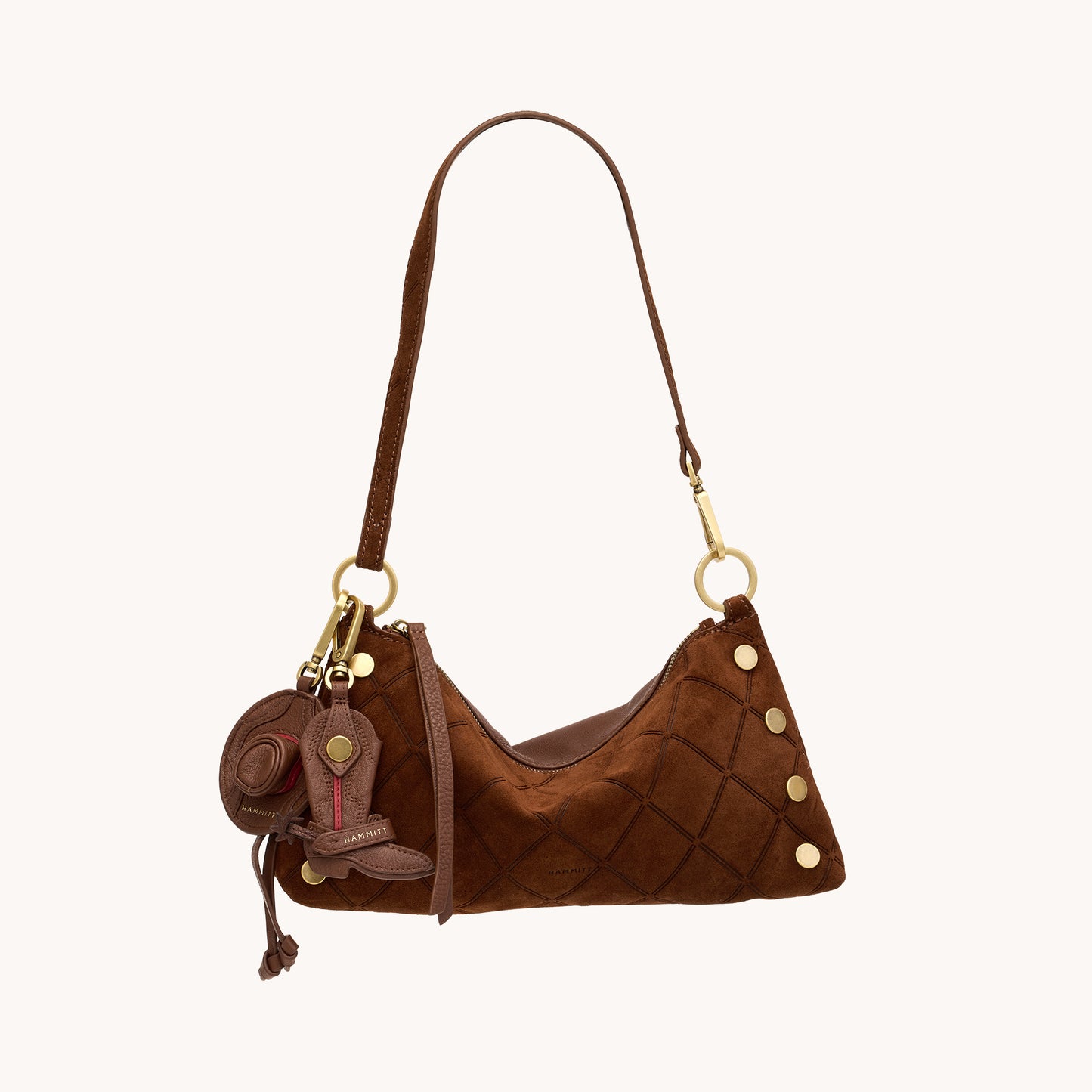 Lauri Boot Charm | Chocolate Diamond Pebble/Antique Gold