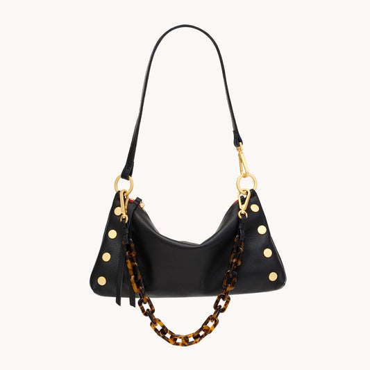Tortoise Shell Shoulder Strap | Black/Brushed Gold