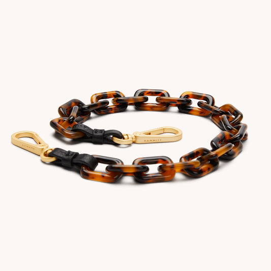 Tortoise Shell Shoulder Strap | Black/Brushed Gold