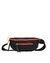 Charles Crossbody | Black/Brushed Gold Red Zip