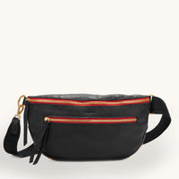 Charles Crossbody | Black/Brushed Gold Red Zip | Lrg