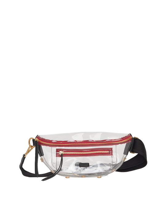 Charles Crossbody Clear | Black/Brushed Gold Red Zip