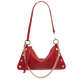 A red leather shoulder bag with a gold metal chain strap and gold-tone studs, shown on a plain white background with the text 'Metal Chain Strap Only' below.
