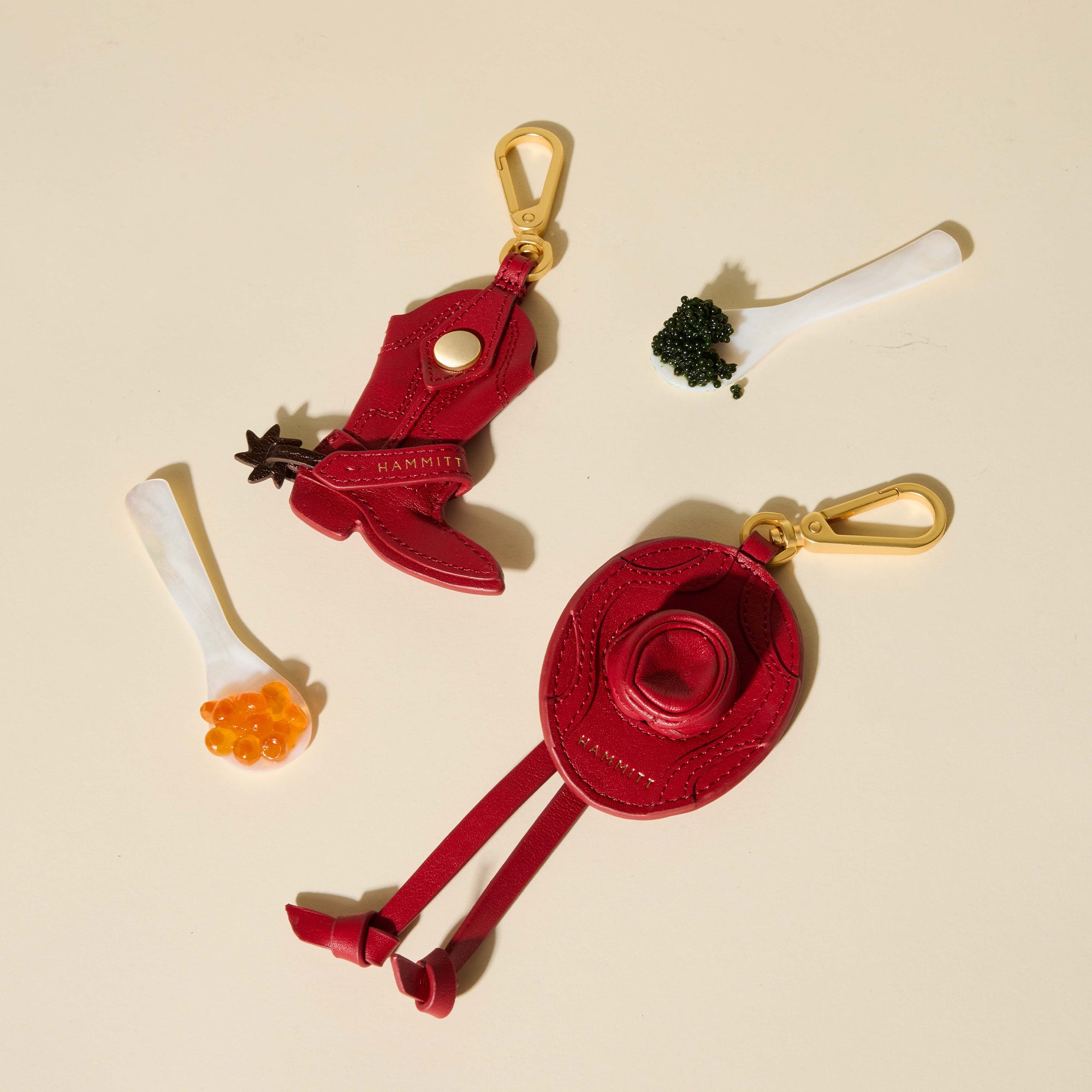 HM　バッグチャーム　ゴールド　レッド Lauri Boot Charm One Size | Leather Charm | HAMMITT