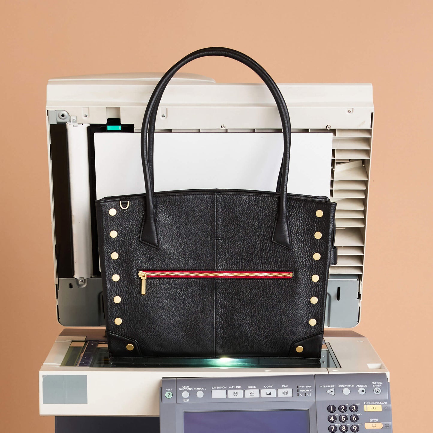 Elle Work Carry | Black/Brushed Gold Red Zip