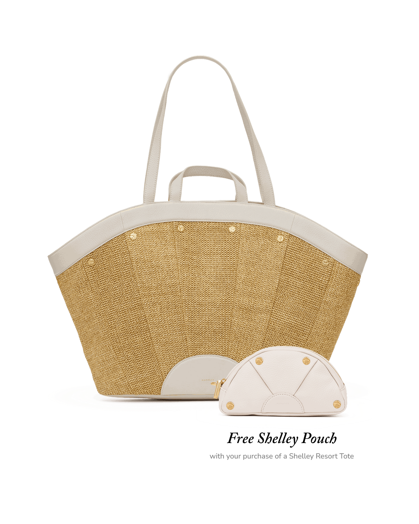 Shelley Tote | Calla Lily White Raffia/Brushed Gold Hammered