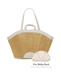 Shelley Tote | Calla Lily White Raffia/Brushed Gold Hammered