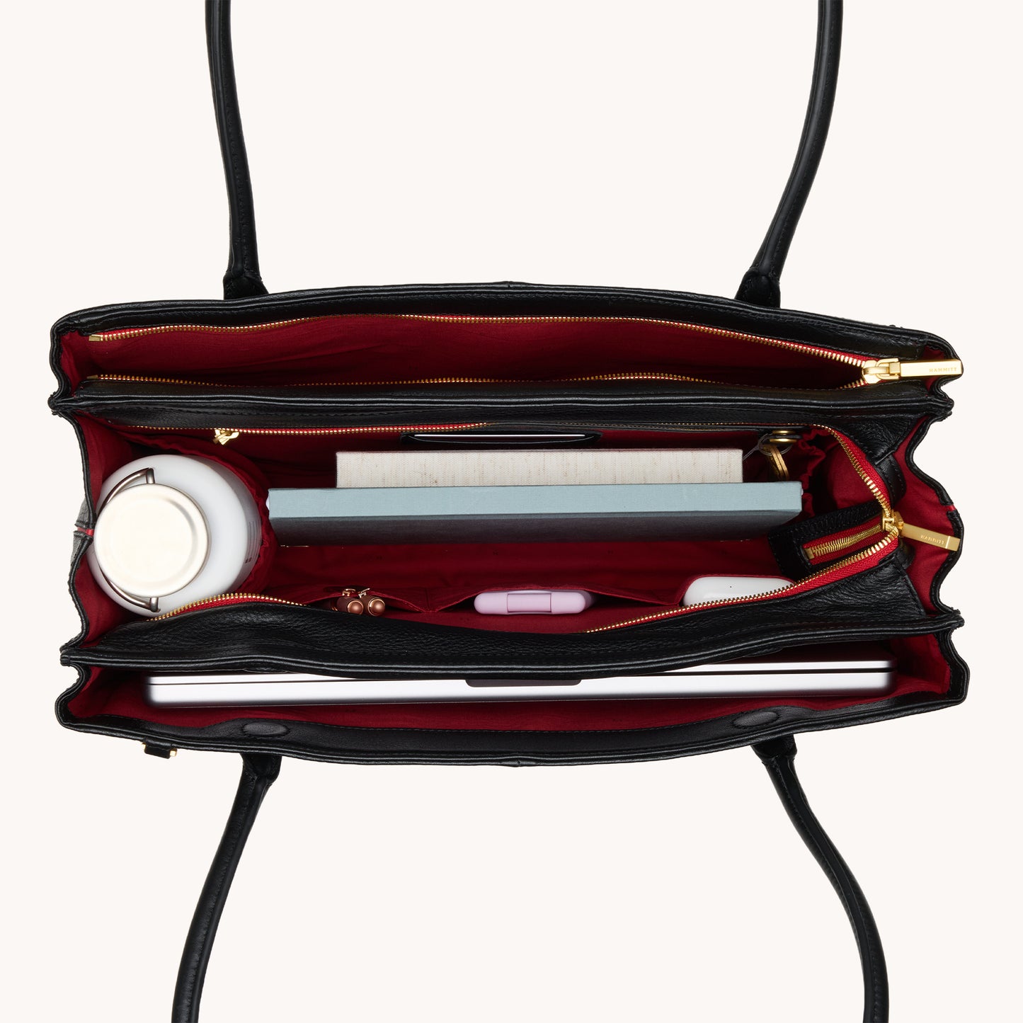 Elle Work Carry | Black/Brushed Gold Red Zip
