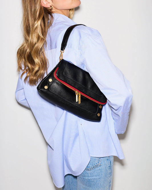 Beverly | Black/Brushed Gold Red Zip | Med