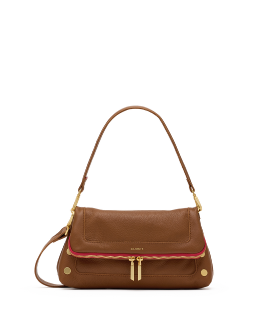 Beverly | Mahogany Pebble/Brushed Gold Red Zip | Med