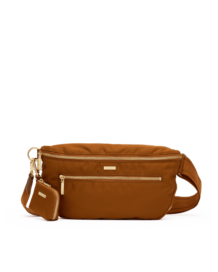 Charles Crossbody | Amber Nylon/Gold | Lrg