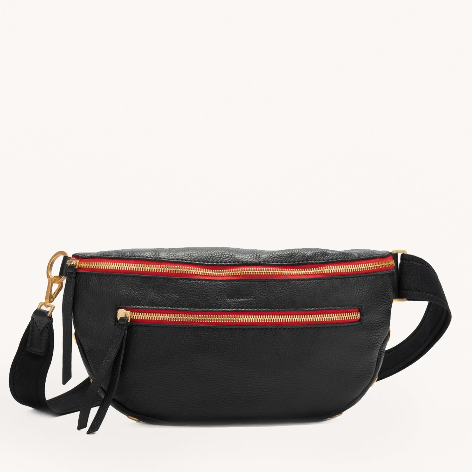 Charles-Crossbody-Lrg-Black-BG-Red-Zip-Front-View