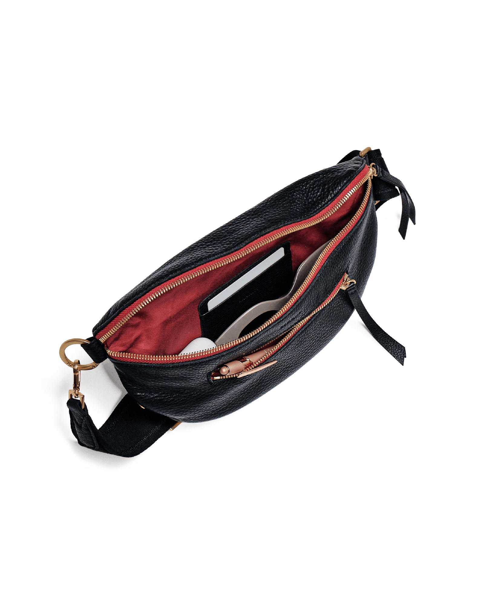 Charles-Crossbody-Lrg-Black-BG-Red-Zip-Inside-View