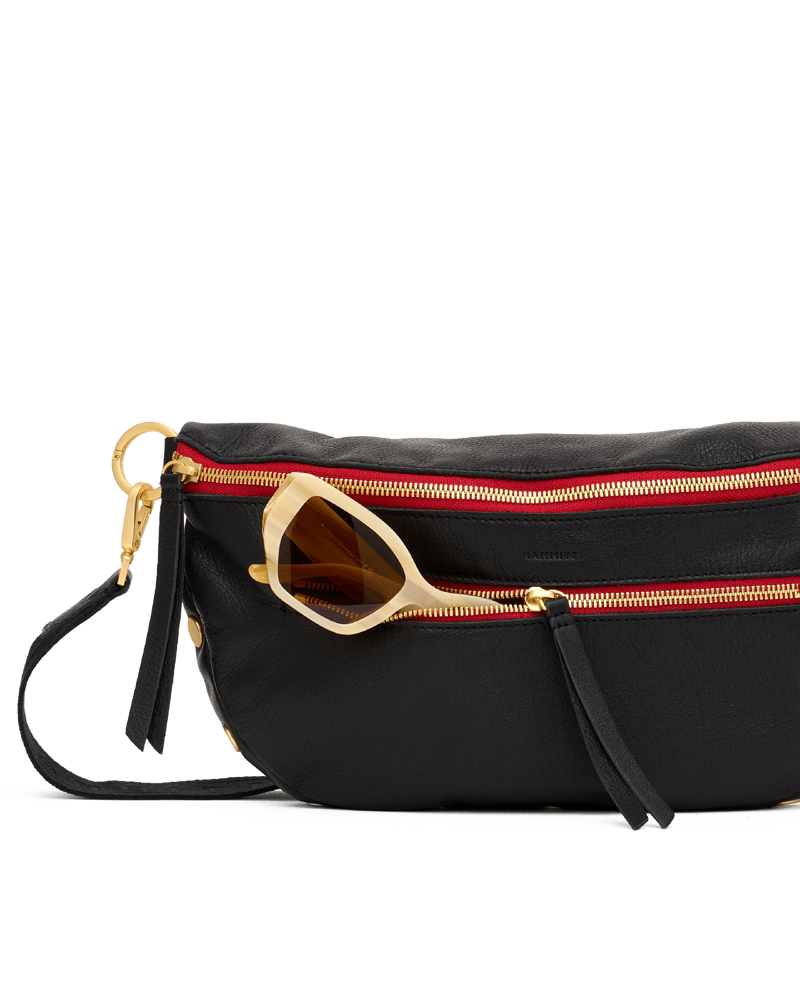 Charles-Crossbody-Lrg-Black-BG-Red-Zip-Front-View-Detail