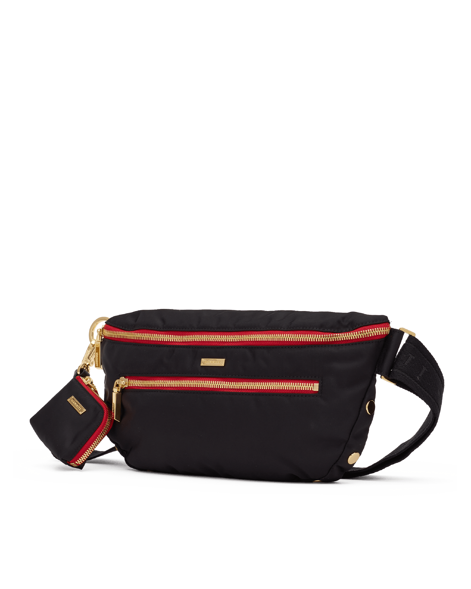 Charles-Crossbody-Lrg-Black-Nylon-G-Red-Zip-Front-View-2