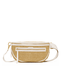 Charles Crossbody | Calla Lily White Raffia/Brushed Gold Hammered | Lrg