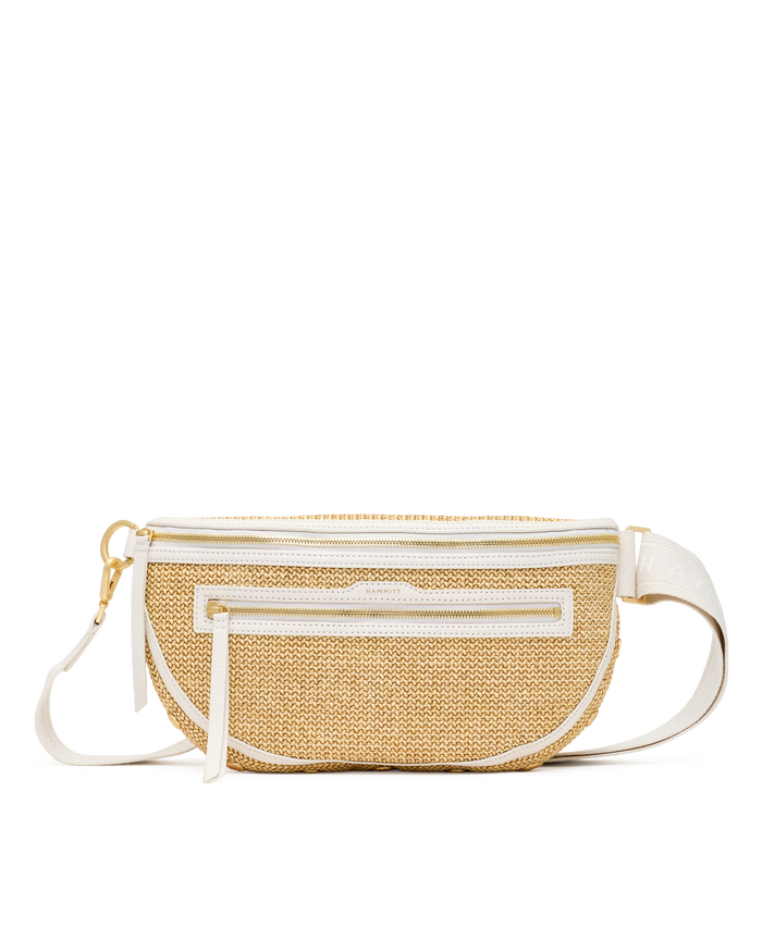 Charles Crossbody | Calla Lily White Raffia/Brushed Gold Hammered | Lrg