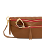 Charles Crossbody | Mahogany Pebble/Brushed Gold Red Zip | Lrg
