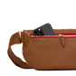 Charles Crossbody | Mahogany Pebble/Brushed Gold Red Zip | Lrg