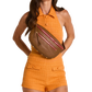 Charles Crossbody | Mahogany Pebble/Brushed Gold Red Zip | Lrg