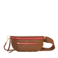 Charles Crossbody | Mahogany Pebble/Brushed Gold Red Zip | Med