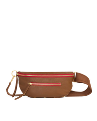 Charles Crossbody | Mahogany Pebble/Brushed Gold Red Zip | Med