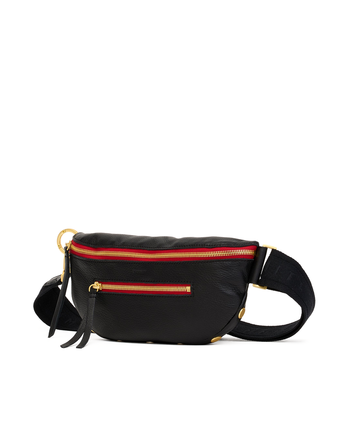 Charles Crossbody | Black/Brushed Gold Red Zip